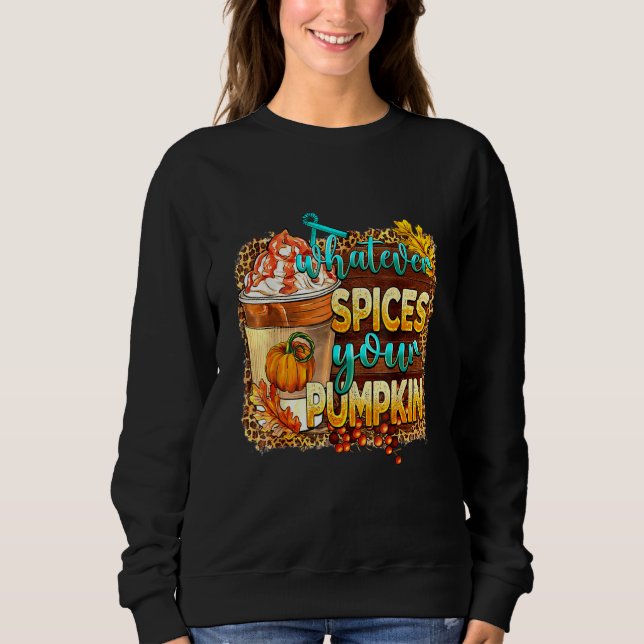 Camiseta Whatever Spices Your Pumpkin Leopard Pumpkin Fall (Frente)