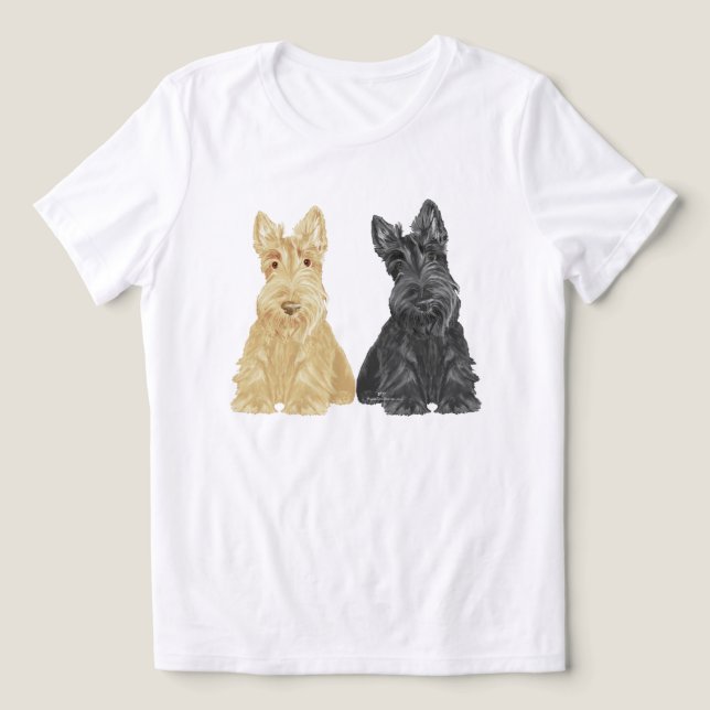 Camiseta Wheaten e Black Scottish Terriers (Design frontal)