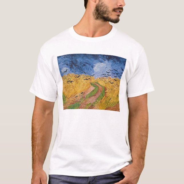Camiseta Wheatfield com corvos, 1890 de Vincent van Gogh | (Frente)