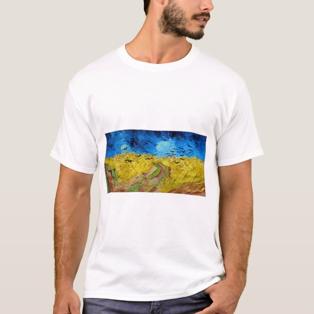 Camiseta Wheatfield com Crows, Van Gogh (Frente)