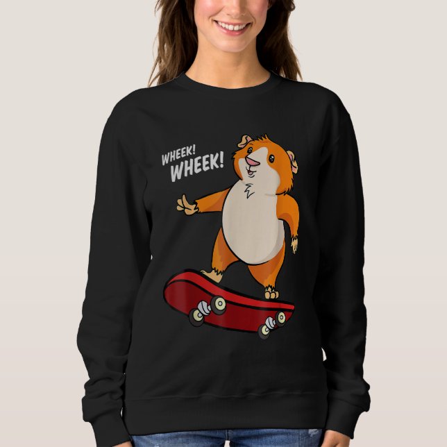 Camiseta Wheek Wheek Guinea Pig Skateboard Skateboarder (Frente)