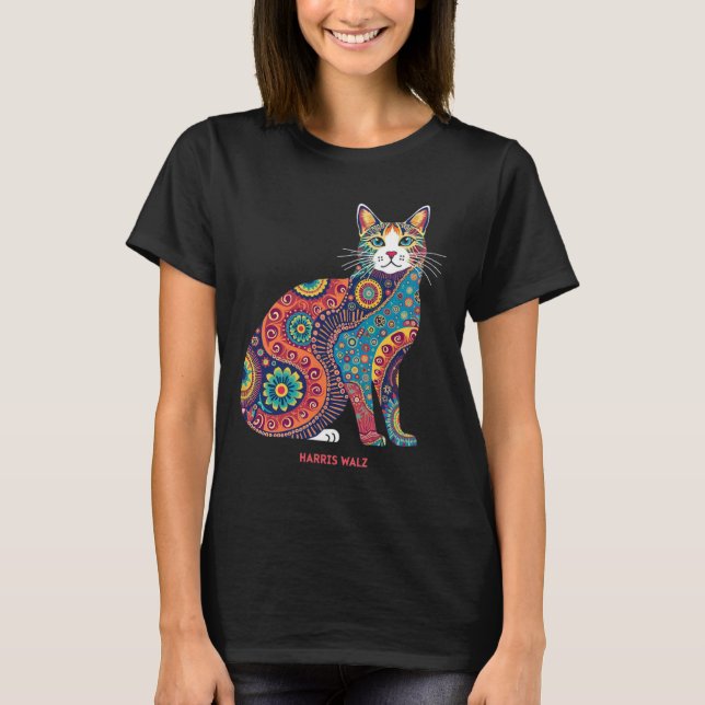 Camiseta Wheimer Psychedelic Cat Mandala (Frente)