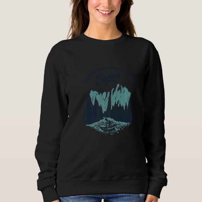 Camiseta WHere the adventure begins mountains kayak   (Frente)