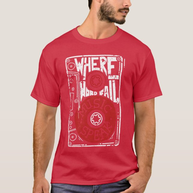 Camiseta Where Words fail Music Speak vintage (Frente)