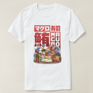 Camiseta Whimsic Cat Maguro Tuna Sushi Workshop
