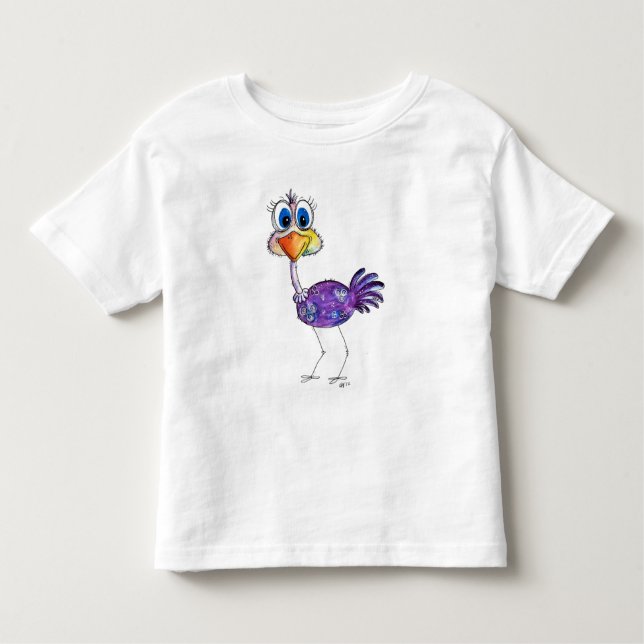 Camiseta Whimsic Happy Purple Ostrich (Frente)