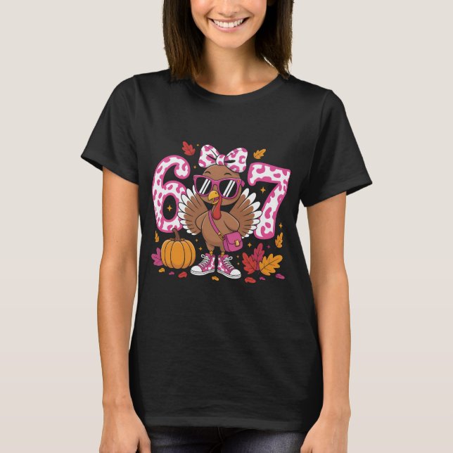 Camiseta Whimsical 67th Birthday Turkey T-Shirt, Autumn Cel (Frente)