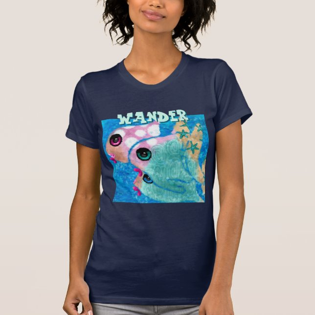 Camiseta Whimsical Abstract Fish Trio Blue Personalized (Frente)