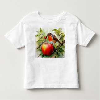 Camiseta Whimsical Bird & Apple Delight