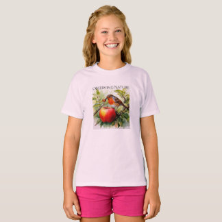 Camiseta Whimsical Bird & Apple Delight