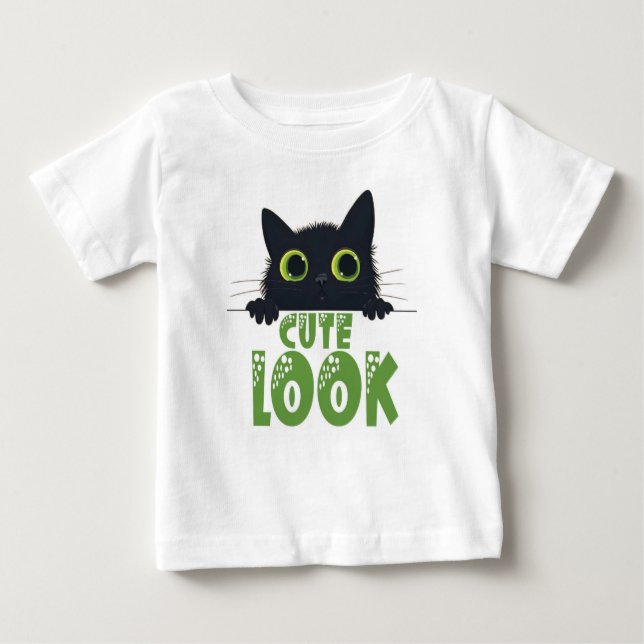 Camiseta "Whimsical Black Cat Kids'' - Puramente C (Frente)