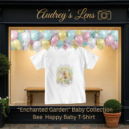 Camiseta Whimsical Bumblebee & Wildflowers "Bee Happy"