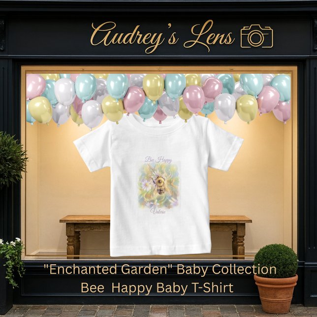 Camiseta Whimsical Bumblebee & Wildflowers "Bee Happy" (Criador carregado)