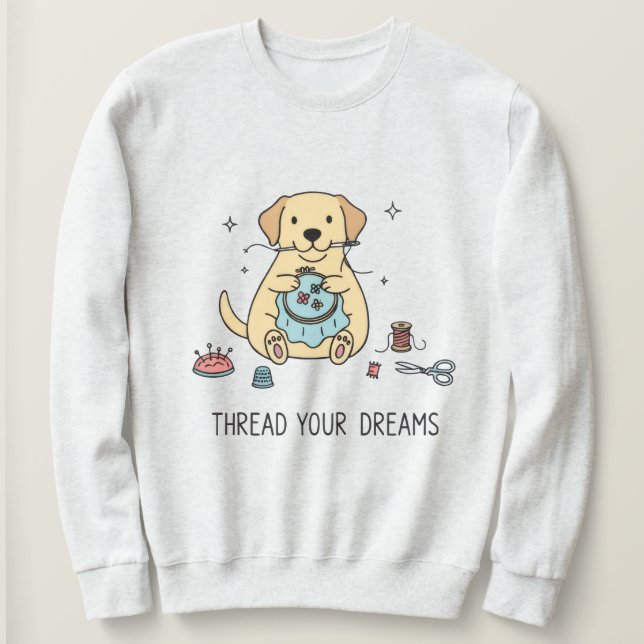 Camiseta Whimsical Dog and Crafting Hobby Lovers Apparel (Frente do Design)