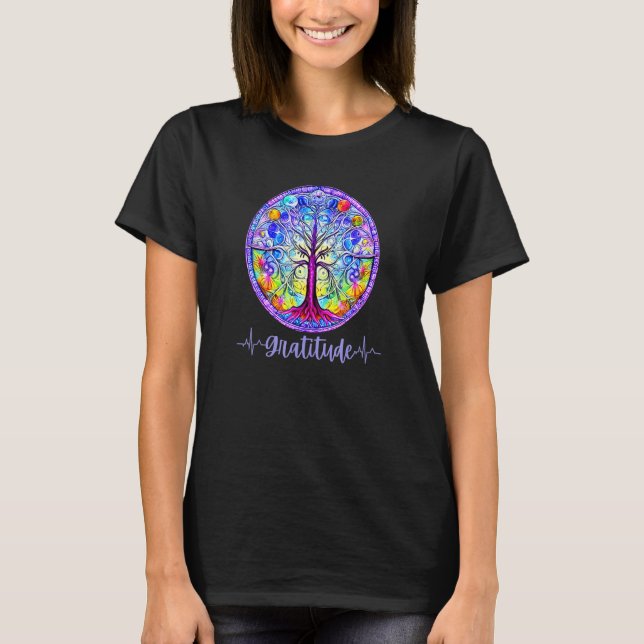 Camiseta Whimsical Fantasy Tree of Life Chakra Gratitude_2 (Frente)