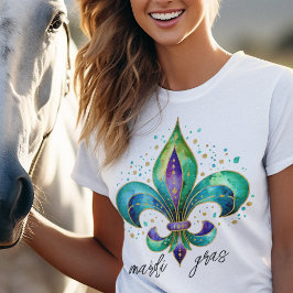 Camiseta Whimsical Fleur De Lis For Mardi Gras