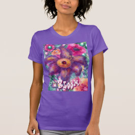 Camiseta Whimsical Floral Abstract Art Teal Personalized 