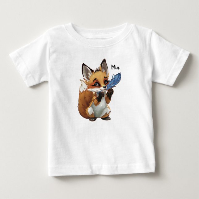 Camiseta Whimsical Fox with a Feather (Frente)