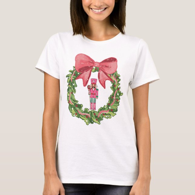 Camiseta Whimsical Nutcracker Christmas Wreath (Frente)