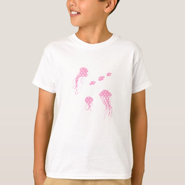 Camiseta Whimsical Pink Polka Dot Sea Creatures Tshirt (Frente)