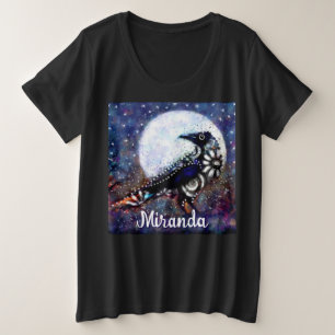 Camiseta Whimsical Raven Moon Floral Abstrato Personalizado