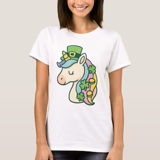 Camiseta Whimsical St. Patrick’s Day Unicorn (Frente)
