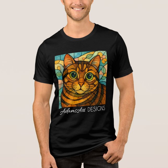Camiseta Whimsical Stained Glass Tabby Cat (Frente)