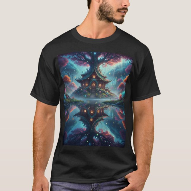 Camiseta Whimsical Treehouse Reflections (Frente)