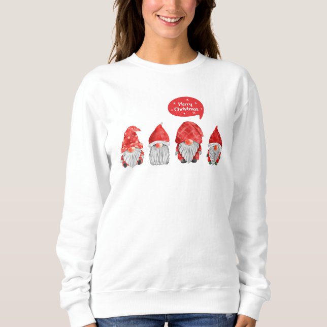 Camiseta Whimsical Watercolor Gnome Santas: Feliz Natal (Frente)