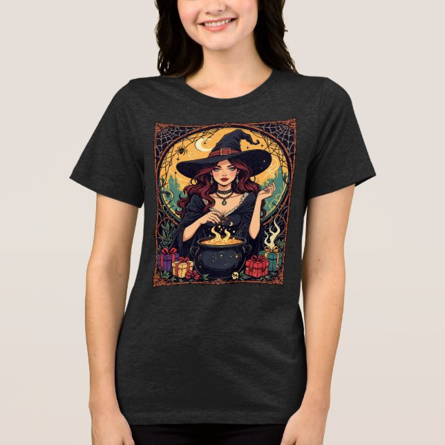 Camiseta Whimsically Enchanting Witch With Spiders (Frente)