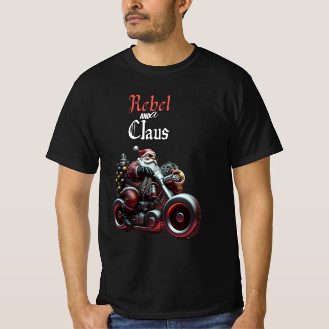 Camiseta Whimsso Festivo Biker Santa Claus (Frente)