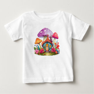 Camiseta Whimsy Wonderland Mushroom House Bebê Bodô