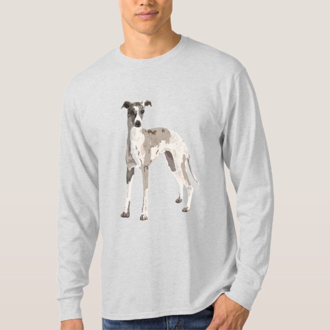 Camiseta Whippet cinza e branco (Frente)
