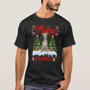 Camiseta Whippet Dog Lights Xmas Tree Santa Whippet Christm