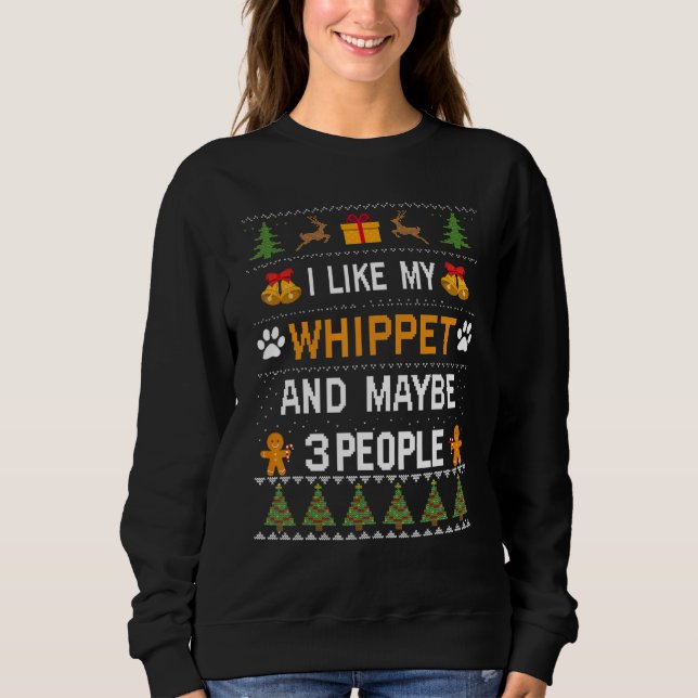 Camiseta Whippet Dog Owner  Whippet Ugly Christmas Sweater (Frente)
