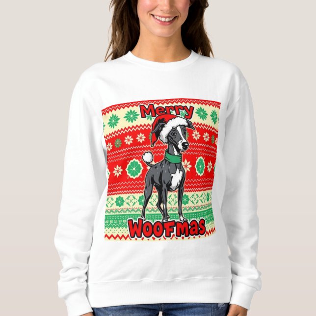 Camiseta Whippet Merry Woofmas (Frente)