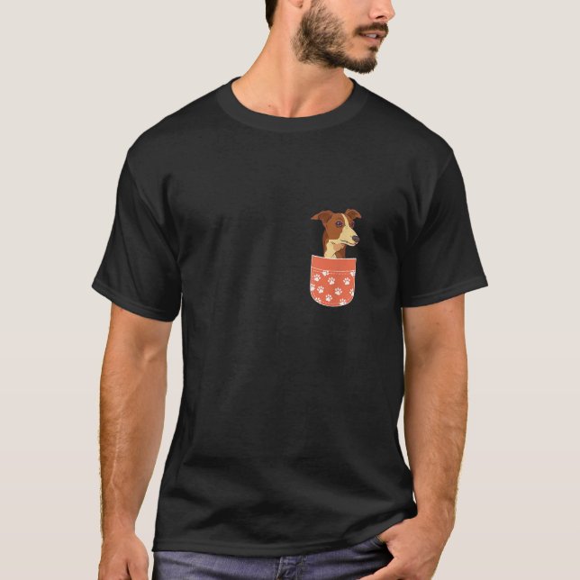 Camiseta Whippet Pocket Whippet Owca Mamãe Whippet D (Frente)
