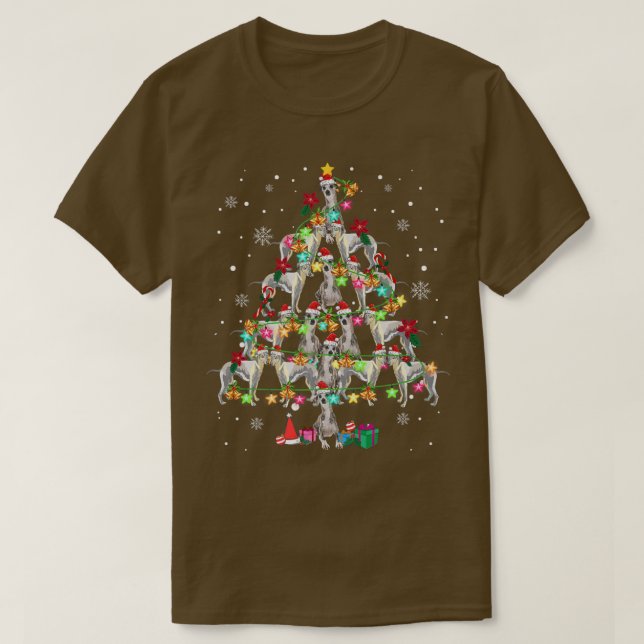 Camiseta Whippets Natal Árvore Engraçada Bippetes Sobre Chr (Frente do Design)