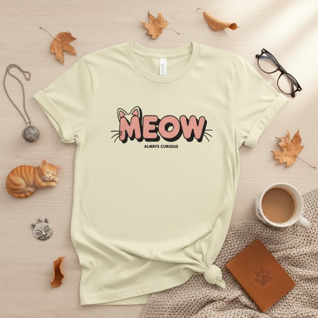 Camiseta Whisker Typography Design – MEOW Minimal Cat (Criador carregado)