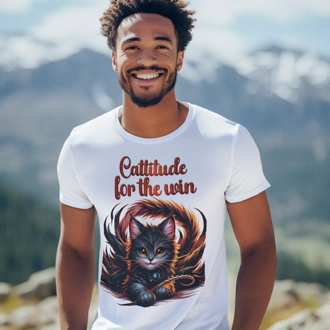 Camiseta Whisker Whimsy: Cattitude Para A Vitória (Criador carregado)