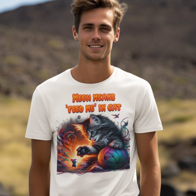 Camiseta Whisker Wonderland: Miow significa 'feed me' no ga (Criador carregado)