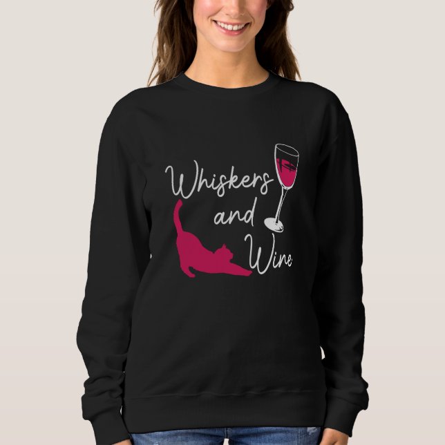 Camiseta Whiskers And Wine Drinking Cat Drinker Sayings Gra (Frente)