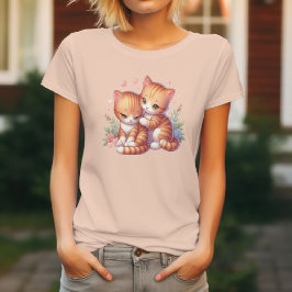 Camiseta Whiskers e Cats Adoráveis Charm