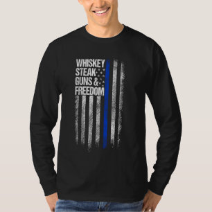 Camiseta Whiskey Steak Guns e Liberdade Pai Patriótico Avô
