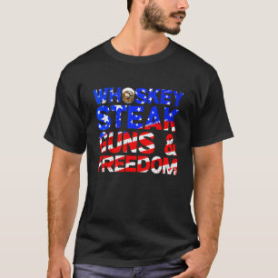 Camiseta Whiskey Steak Guns e Liberdade Retrocede Sinalizad