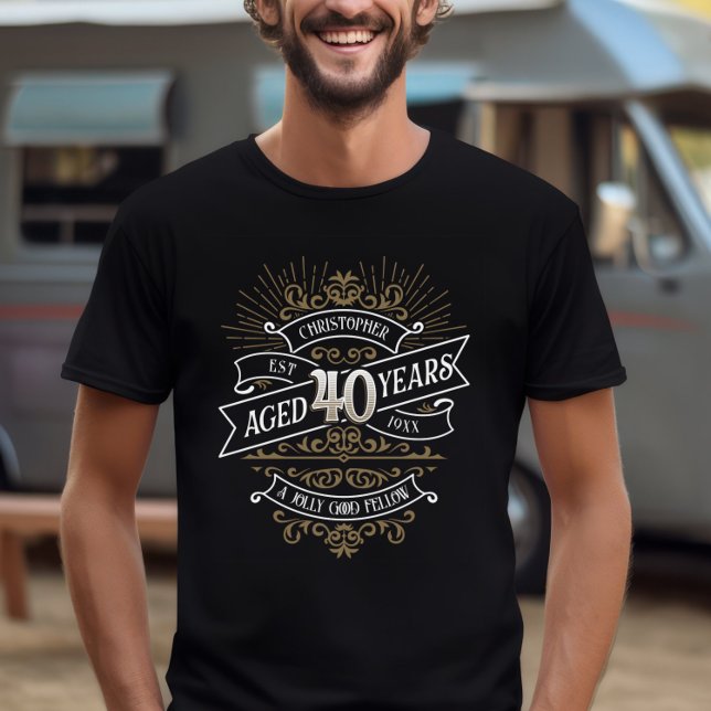 Camiseta Whiskey Vintage Mens aniversário de 40 anos (Criador carregado)