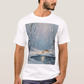 Camiseta Whispers in the Snow – Winter Forest with Deer