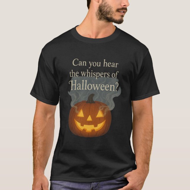 Camiseta Whispers of Halloween Glowing Pumpkin Art (Frente)