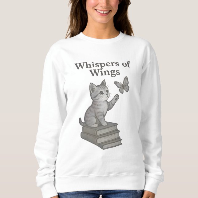 Camiseta Whispers of Wings: Magical Cat, Butterfly & Book (Frente)