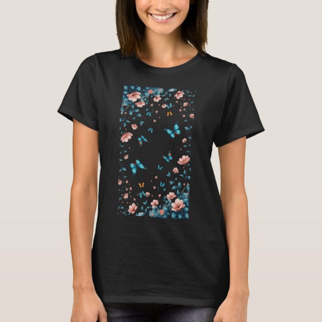 Camiseta Whispers of Wings Midnight Bloom Flight Butterflie (Frente)